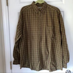 Structure Olive/Maroon Plaid Flannel Large Shirt